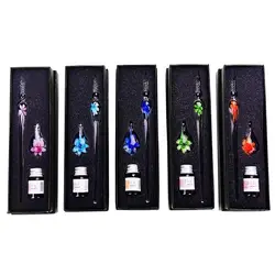 Glass Pen Glass Dip Pen Faux Crystal Ink Signature Inside Flower for Writing Art Decor Gift 2020