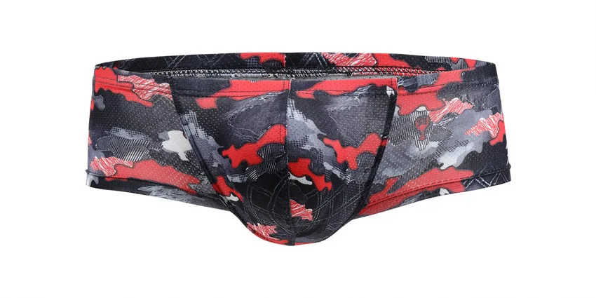 Male Panties Breathable Boxers Ice Silk Men Underwear U Convex Pouch Sexy Underpants Printed Leaves Homewear Shorts