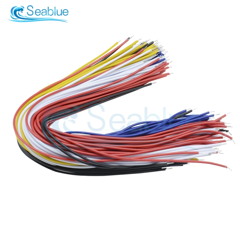 100Pcs Double Head PCB Solder Cable 20CM 26AWG Breadboard Fly Jumper Wire Cable Tin Conductor 5 Color