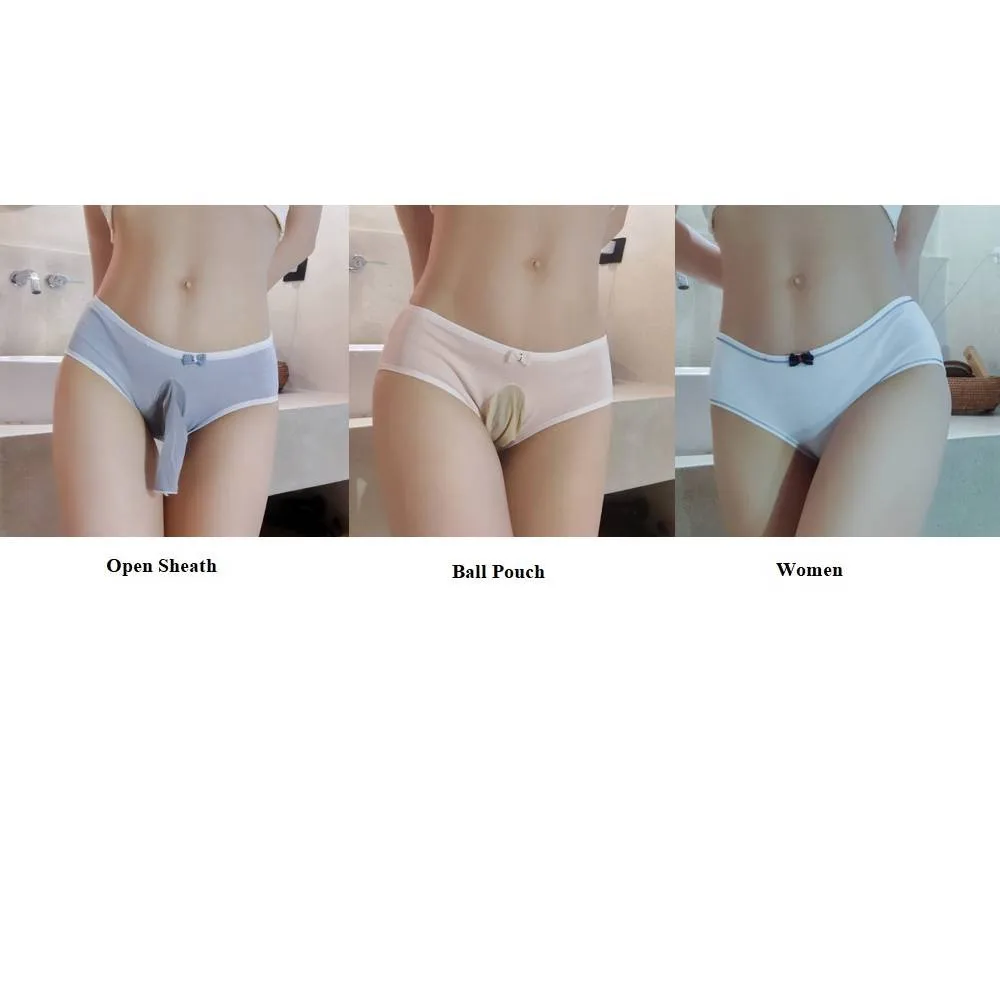 Mens Women Sissy Pouch Panties Mid-rise Underwear Elastic Brief Thong Underpants Penis Sheath Convex Pouch Lingerie Short Thong