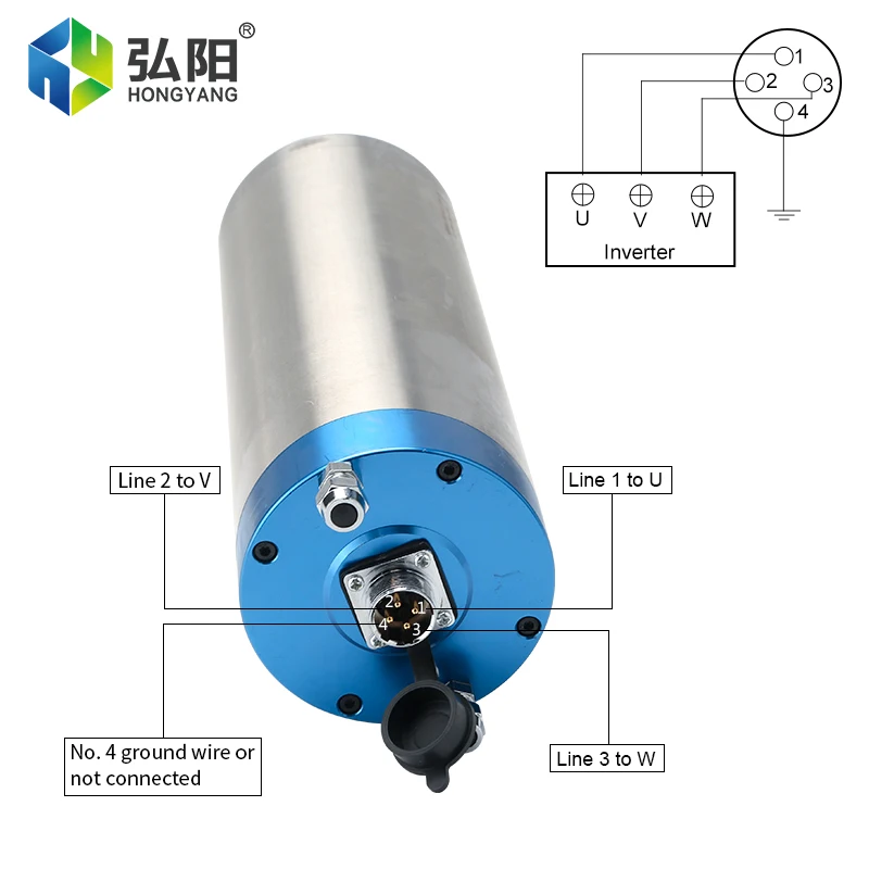 CNC หินการประมวลผล 3.2kw ER20 มอเตอร์ระบายความร้อนด้วยน้ํา 4 แบริ่ง 220V 380VΦ100X320MM, ใช้สําหรับ CNC Router แกะสลักเครื่อง