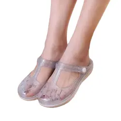 2021 Women Casual Clogs Girl Breathable Sandals Outdoor Valentine Slippers Lady Summer Slip On Flip Flops Jelly Sandalias Mujer