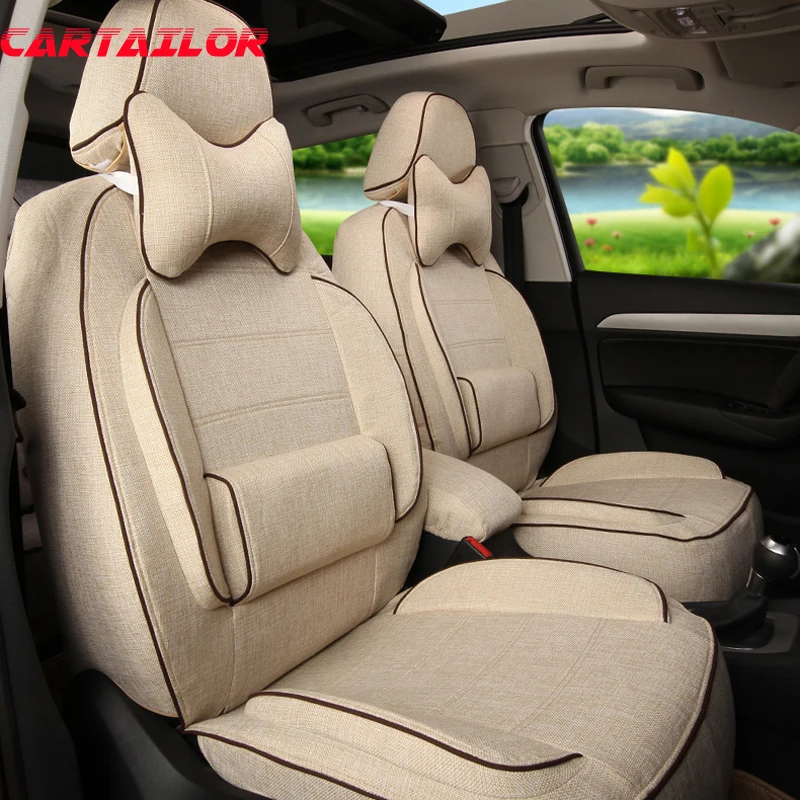 

CARTAILOR car Seat Cover for Cadillac Escalade Cars Accessories Set Linen Cover Seats Protector Custom Fit Car Cushion Covers