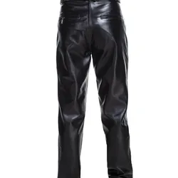 Men's Genuine Leather Straight Pants Zipper, Mid-Rise, Warm, Casual, Full Length, Autumn, Winter