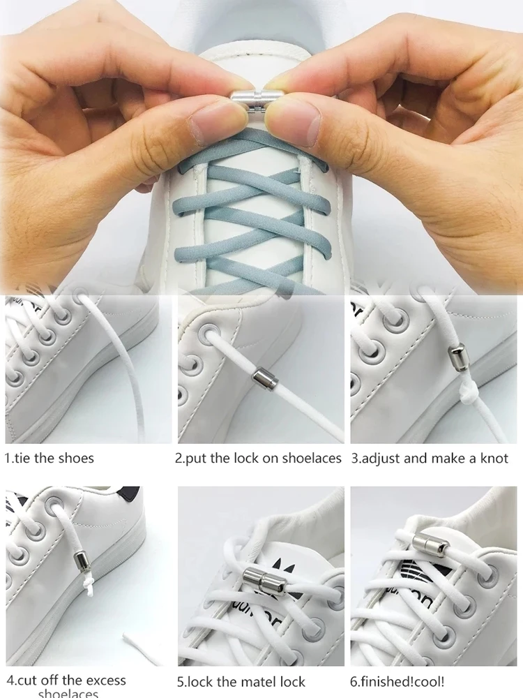 Lacets élastiques demi-cercle pour enfants et adultes, lacets de chaussures pour enfants et adultes, lacets rapides, chaînes de verrouillage en métal, corde ronde,lacets élastique chaussure,lacets