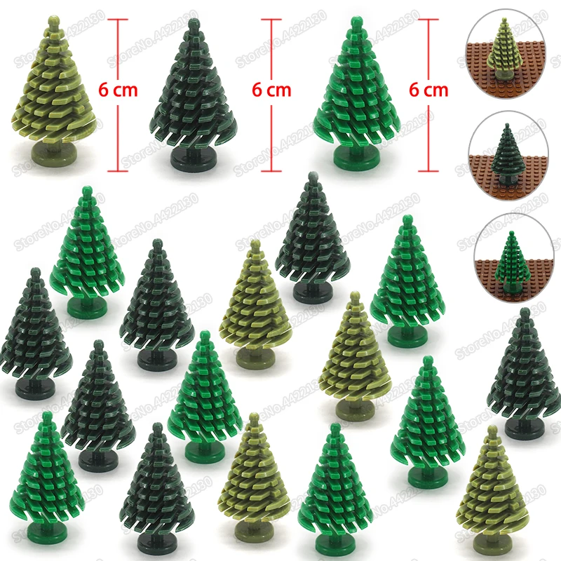 Christmas Decoration Pine Building Block Tree Accessories Moc Assembly Figures Family Garden Forest Model Child Gifts DIY Toys