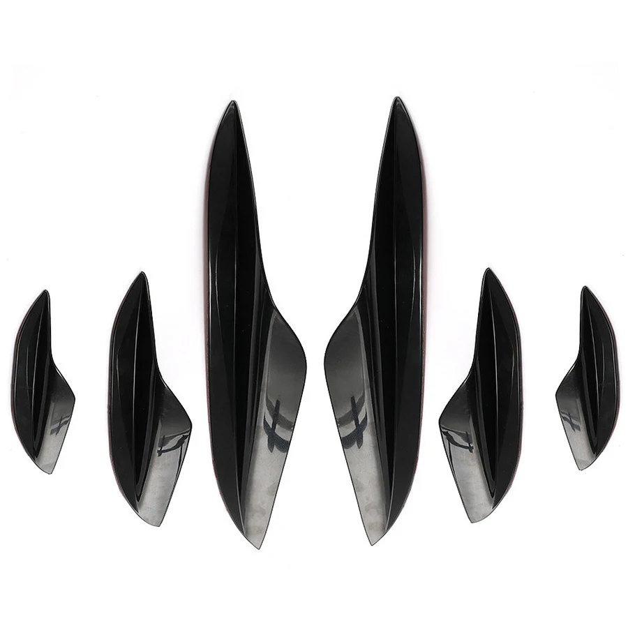 6Pcs Front Bumper Canards Fins Splitters Glossy Black Car Body Spoiler Kit For BMW E90 E92 E93 M3 2005 - 2012