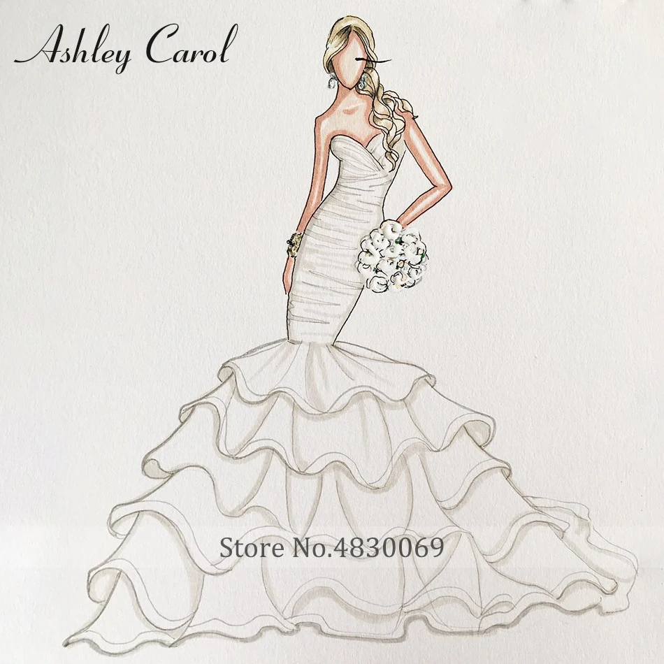 أشلي كارول مخصص حورية البحر فستان الزفاف أنيق شخصية مخصصة اليدوية أي فساتين الزفاف حورية البحر