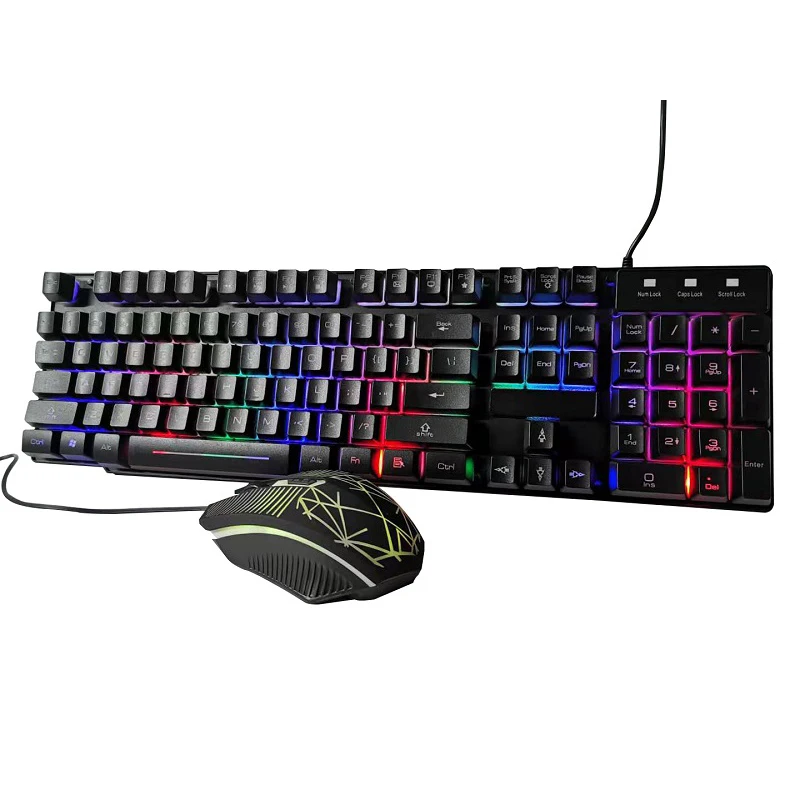 Mechanical Feel Gaming Keyboard and Mouse with 19 Anti-ghosting Keys Keyboard and Mouse Gamer for PC Notebooks Laptops Gamer