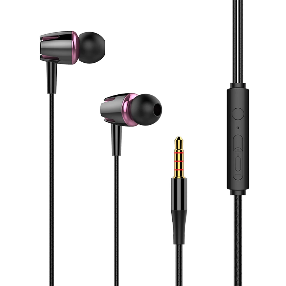 In-Ear Wired Earphone 3.5mm AUX Wired Control Earbuds With Mic Stereo Bass Sport Mobile Phone Headset Soft Ear Caps Earphones