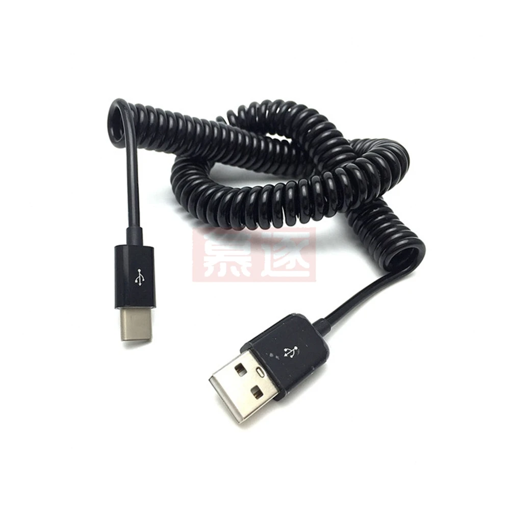 1M 3M Spring Coiled Retractable USB Type C Cable Fast Charging USB-C Cable For  S8 S9 S10 Data Sync Type-C Phone Cable