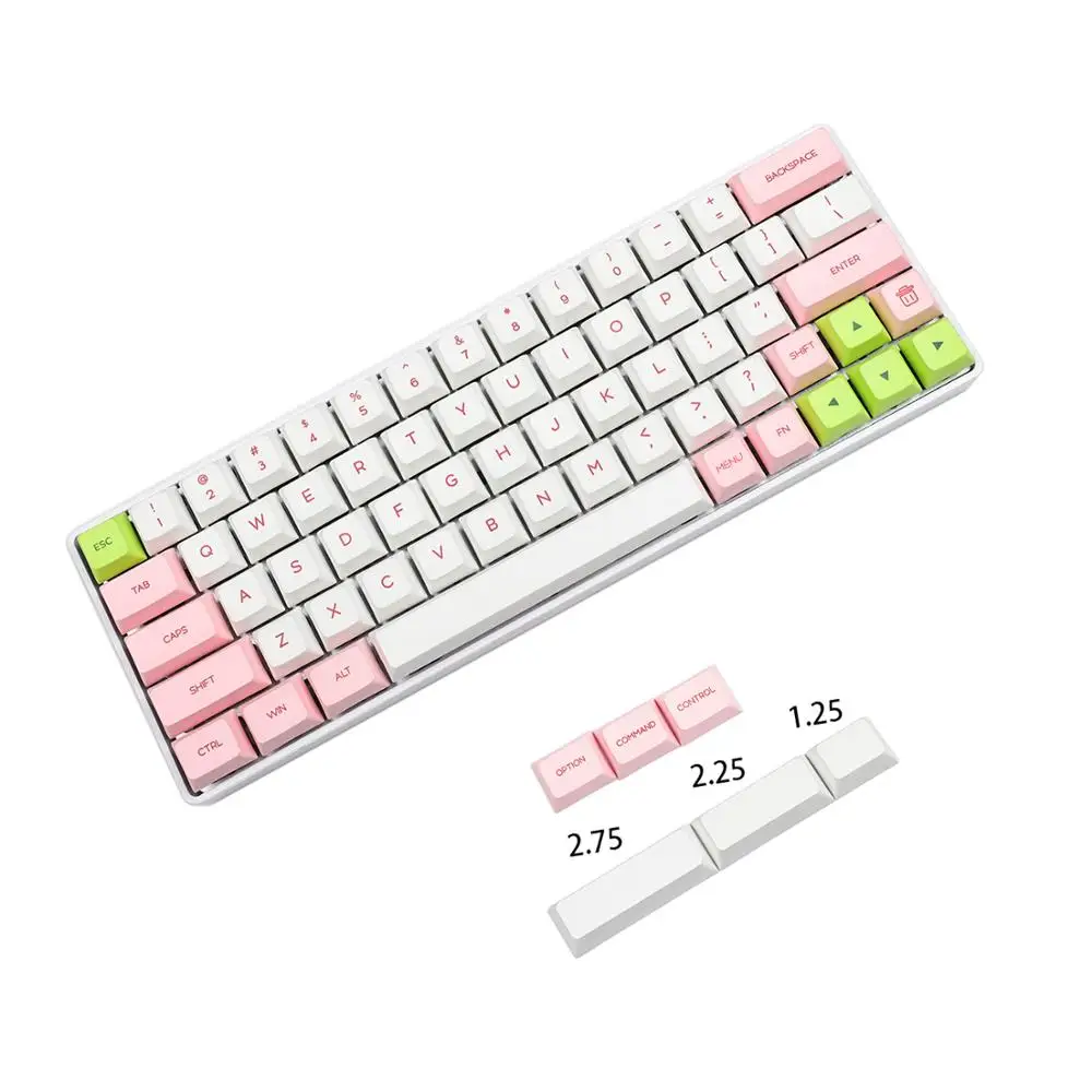 64 ANSI Dye Sub Pink White Gray White Keyset PBT Keycap For MX switches 64 Keyboard GK64 GK64x GK64xs DZ60 (Only Keycap)