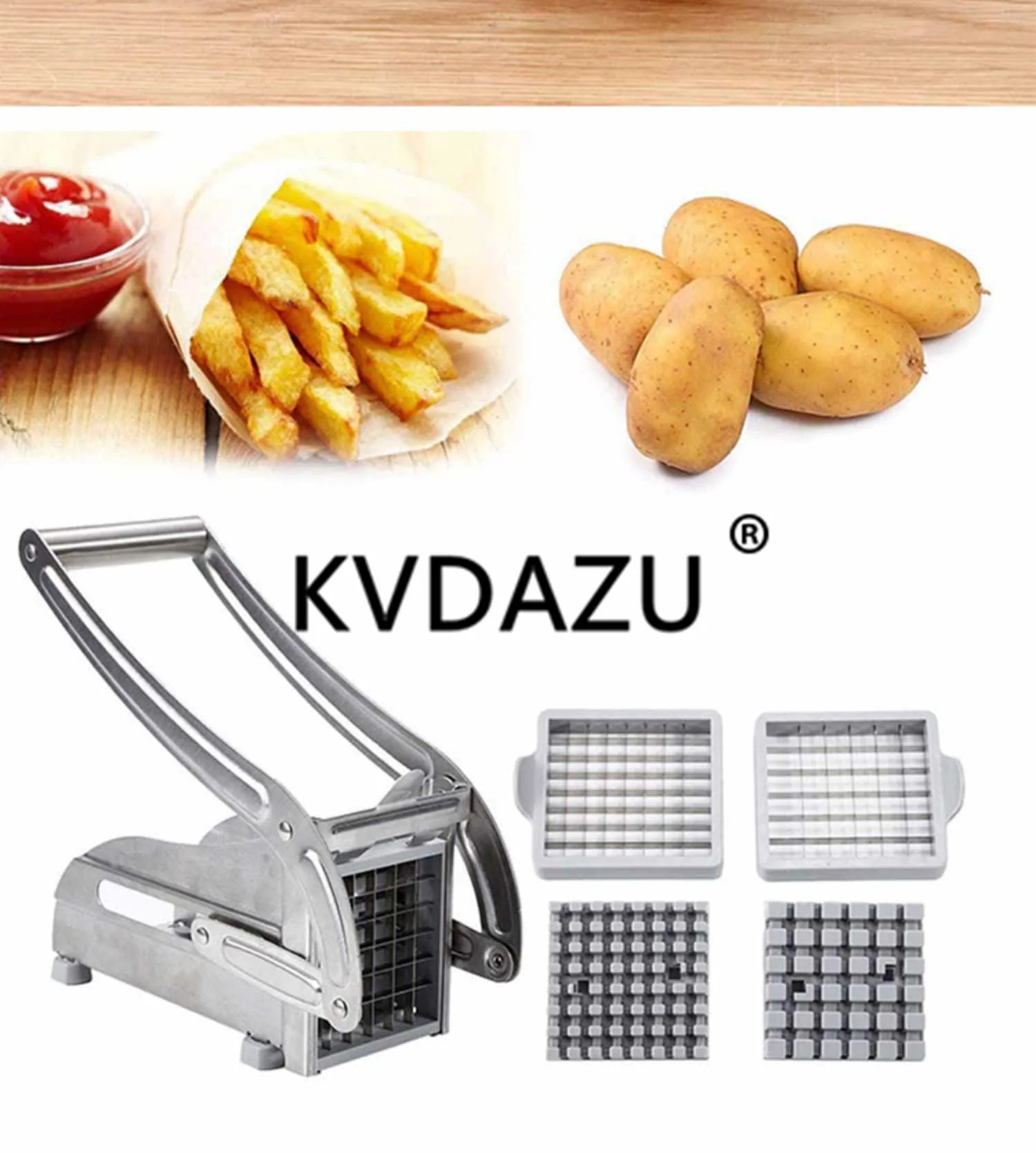 Máquina cortadora de patatas fritas de acero inoxidable para el hogar, cortadora Manual de patatas fritas gruesas americanas, corte de patatas fritas de pepino