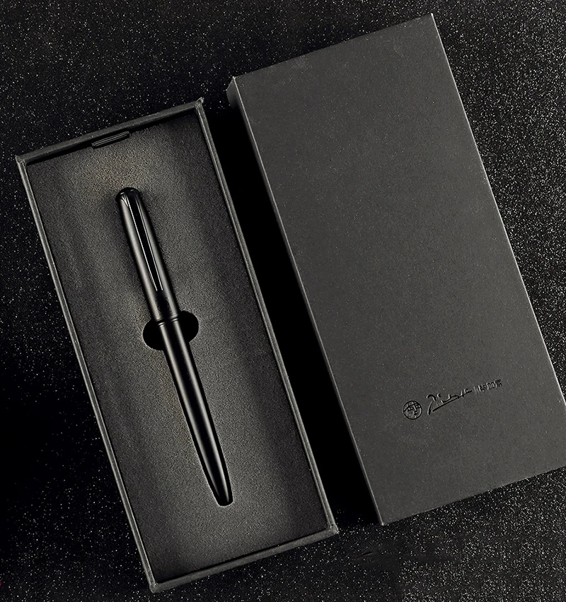 

New Picasso All Black Metal Fountain Pen Black EF/M/Bent Nib 0.38/0.6/1.0mm Matte Barrel for Office Business Gift Ink Pen