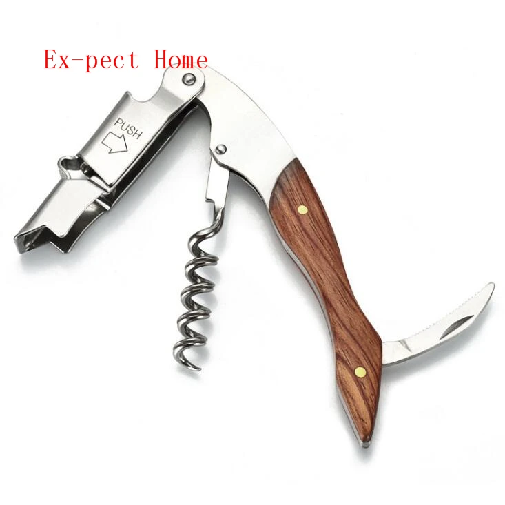 200pcs/lot High Quality Wood Handle Professional Wine Opener Multifunction Portable Screw Corkscrew Wine Bottle Opener