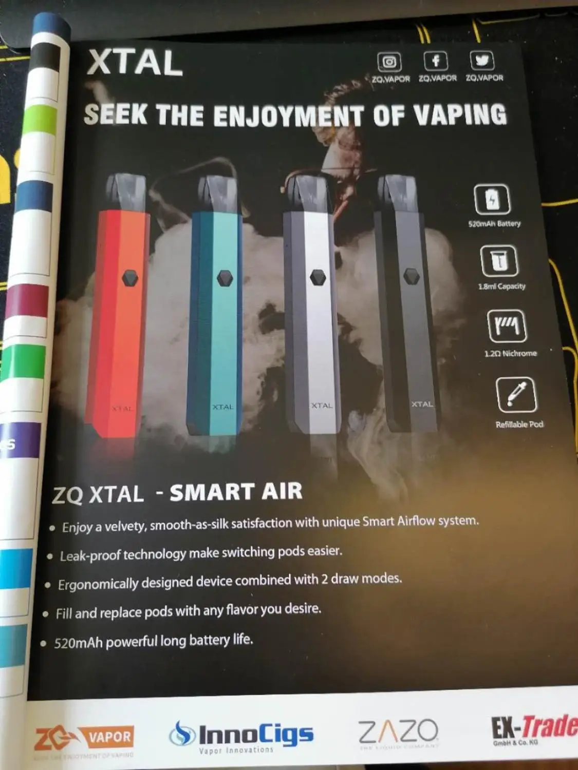 ZQ Xtal Kit  with built-in battery 520mah 1.8ml empty Vape Pods Ni-chrome 1.2ohm Coi  Xtal Pods Manufactured 2020 Newest