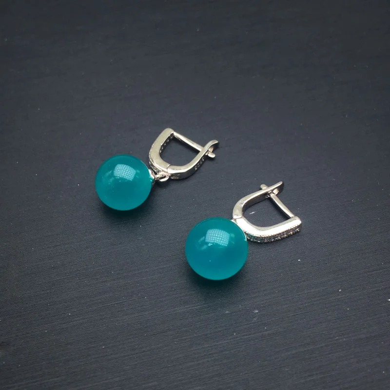 CSJ – boucles d'oreilles rondes en Amazonite 100% naturelle, élégantes, en argent Sterling 925, bijoux fins pour femmes, cadeau de fête de fiançailles ou de mariage