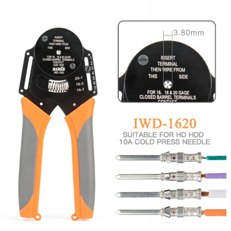 Imagem -05 - Iwiss-alicate de Crimpagem para Conectores Pesados Aviação Pin Crimper Four Core Shaft Point Pressure 0.050.128 Mm²3026awg