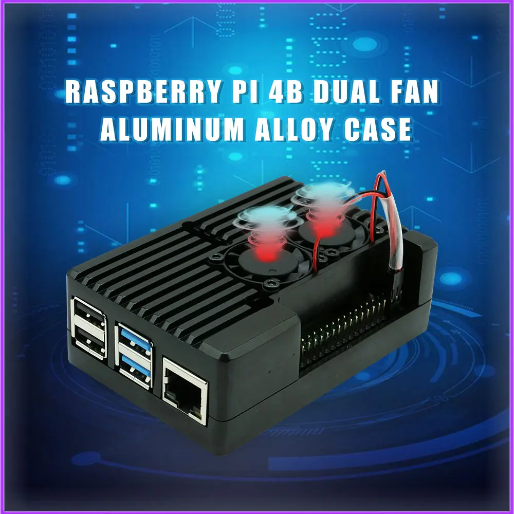 

Raspberry Pi 4 Model B Aluminum Alloy Case with Dual Cooling Fan 4 Heatsinks Active & Passive Cooling for Raspberry Pi 4 Model B