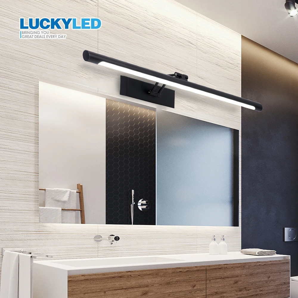 LCUKYELD Led Wall Lights Bathroom Mirror Light 8W 40CM AC 220V 240V 110V Waterproof Sconce Fixture Retro Wall Lamp Black Silver