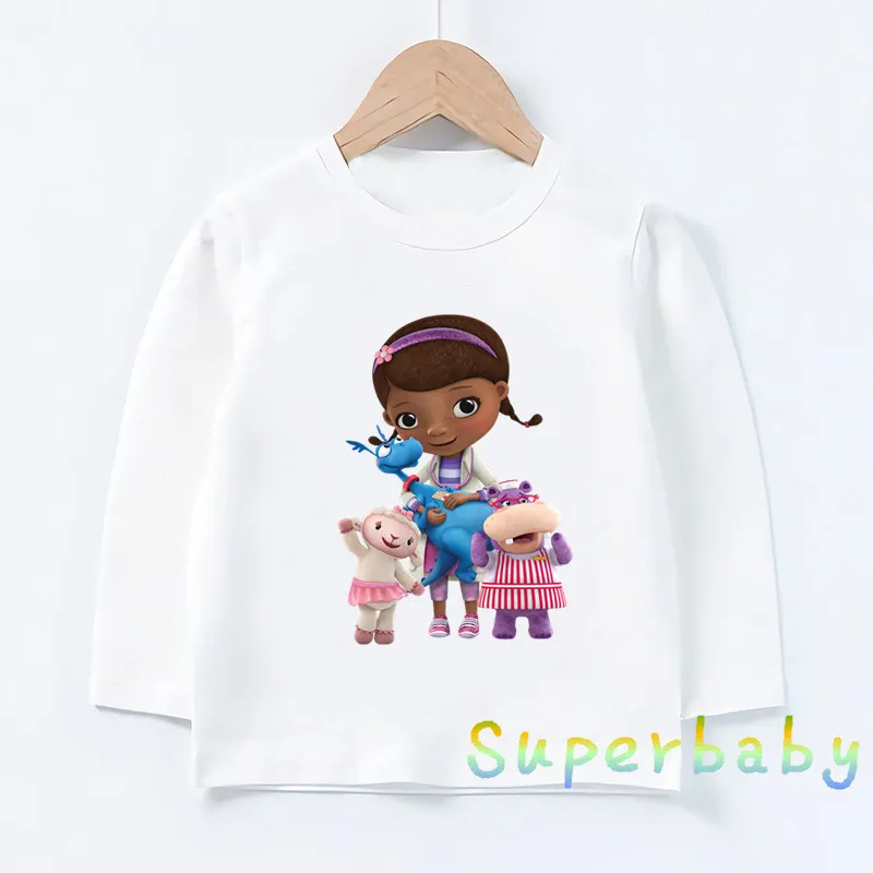 Doc McStuffins Clinic Girl Cartoon Kids T-Shirts Funny Cute Baby Girls Clothes Autumn Children Long Sleeve T shirt Boys Tops