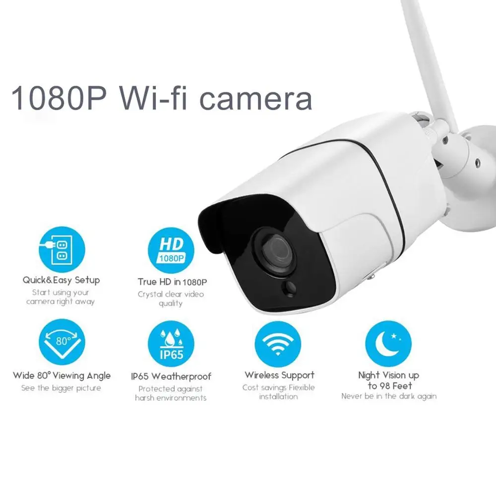 DIDseth HD 1080P Wireless SD Card IP Camera 2.0MP Two-way Wifi Security Camera Night Vision Metal Waterproof Outdoor Camera