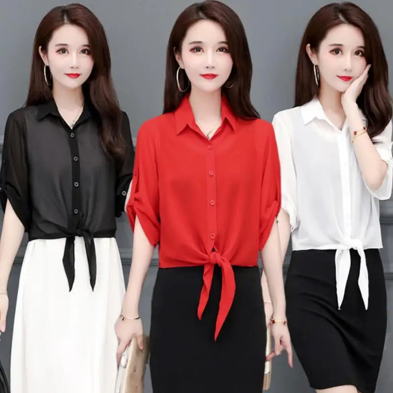 Women Summer Thin Cardigan Sun Protection Clothing Lace-Up Tie Front Blouse Shirt  Beach Wear Short Chiffon Cover Ups Sunscreen