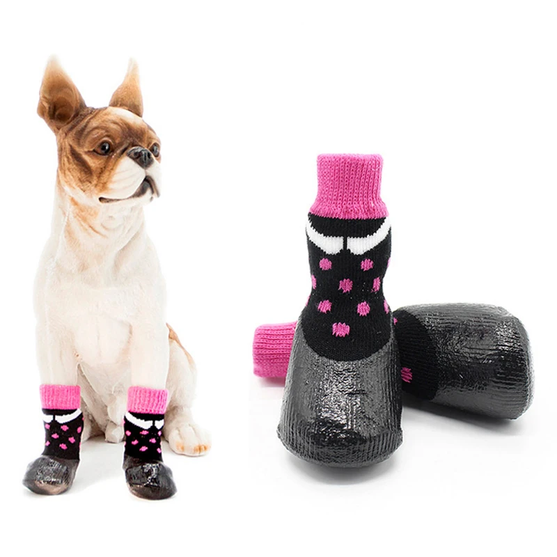 Waterproof Dogs Socks Rubber Fixed Pet Boots Dog Rain Snow Socks Footwear For Small Medium Big Dogs Non-slip Dogs Shoes at Home