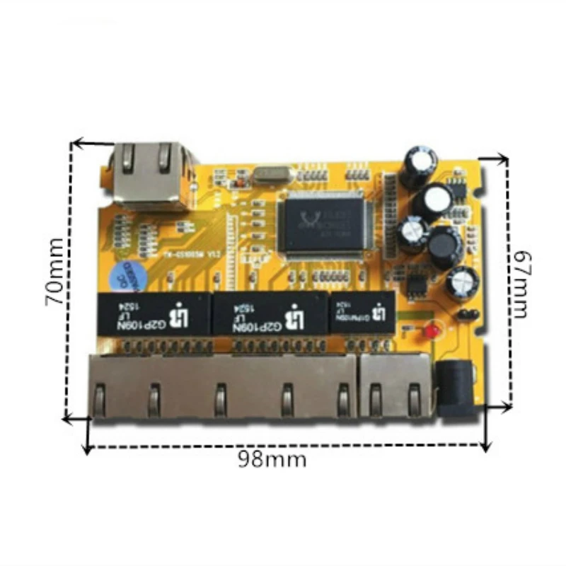 Anddearpcb oem/odm rtl8367 6ポート10/100/1000mbpsギガビットイーサネットスイッチモジュールPCBA産業用スイッチモジュールネットワークスイッチ