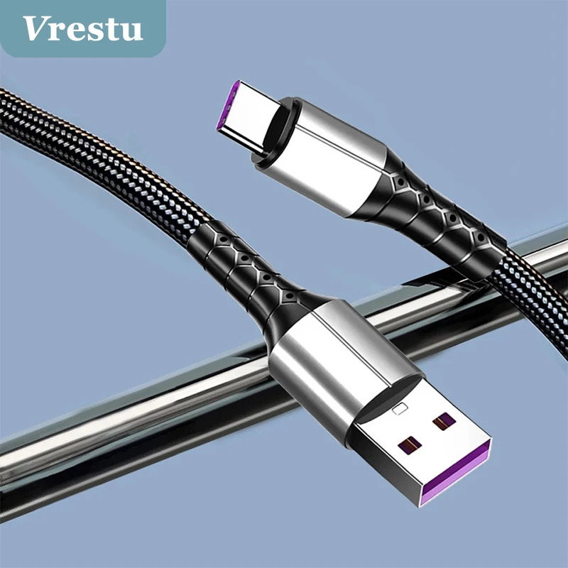 5A Superfast USBC Fast Charge Typec Cable for Xiaomi Redmi Note 7 Tipo Cable for Samsung S21 20 Fast Charging Cord Braided Nylon