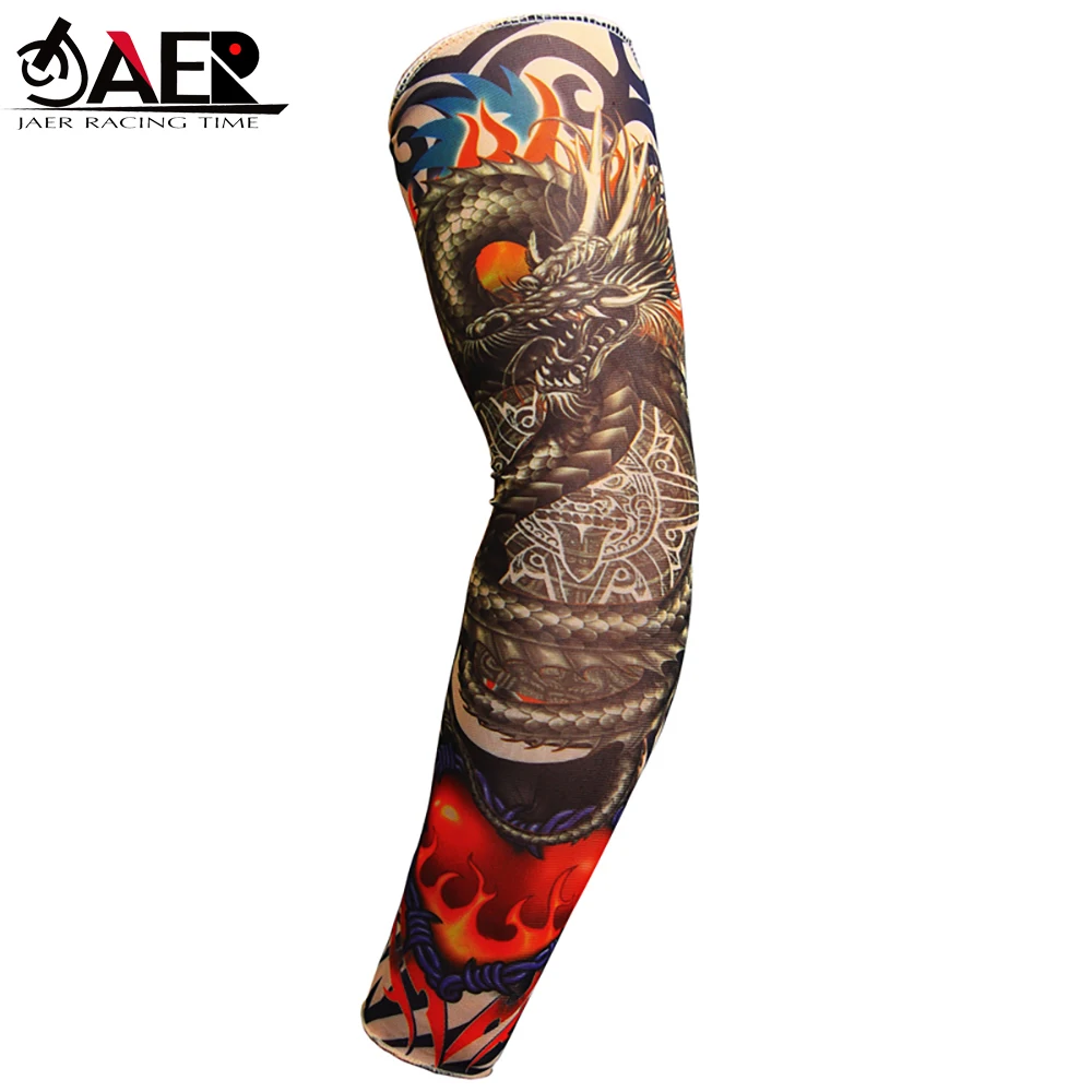 Outdoor Motorcycle 3D Tattoo Printed Arm Sleeves Sun Protection Bike Basketball Compression Arm Warmers Ridding Cuff Sleeve