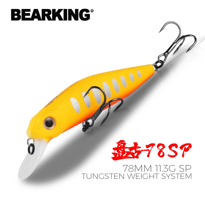 BEARKING 78mm 11.3g dive 1.3-1.7m SP Tungsten system fishing lures minnow crank wobbler quality fishing tackle hooks for fishing