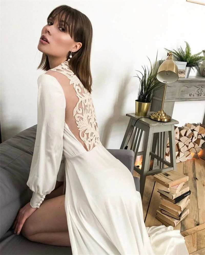 Real Image Silk Women Robe Soft  A-line Sexy V Neck Sleepwear Dress White Home Photoshoot Photography Sleepwear Custom Made