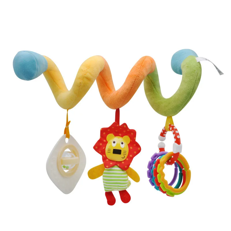 รถเข็นเด็กทารกจี้เตียงไขลานของเล่น Plush Comfort ตุ๊กตา Rainbow Teether Rattle การ์ตูนสัตว์แขวน Bell ของขวัญสำหรับ3เดือน +