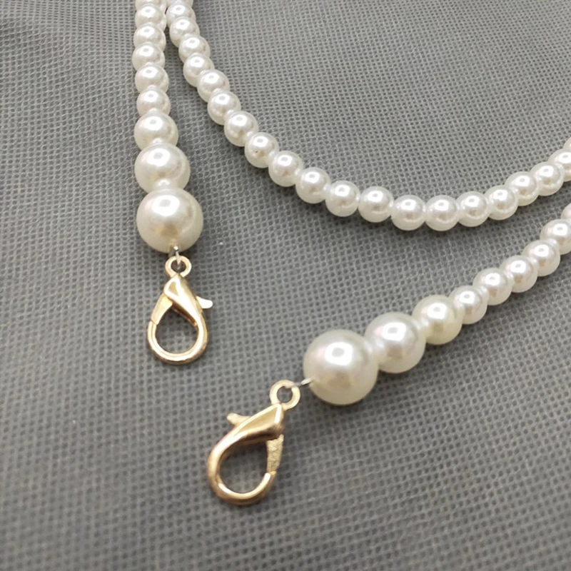 100/110/120cm Pearl Strap for Bags Accessories For Handbags DIY purse Replacement Long Beaded Chain Pearl Shoulder Strap For Bag