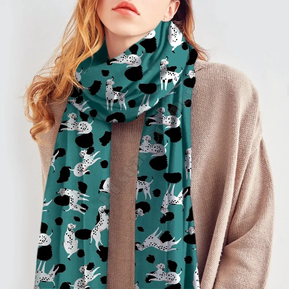 Cute Dalmatian Scarf 3D Printed Imitation Cashmere Scarf Autumn And Winter Thickening Warm Funny Dog Shawl Scarf 02