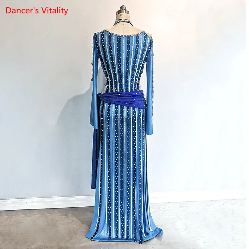 Belly Dance Robe Full Diamond Dress Performance Clothing Oriental Dancewear High-End Custom Adult Child Competition 4-Piece Set