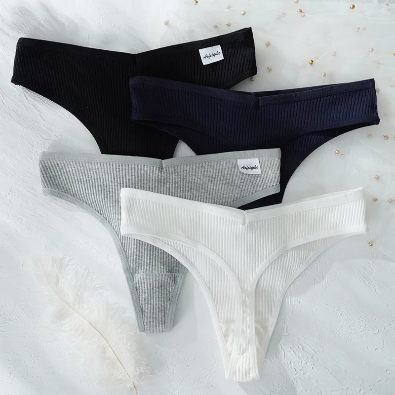 3 Pcs Lots Underwear Women Lingerie Feminina Panties  Solid Color Breathable T back Female Sexy Comfortable V Waist G String