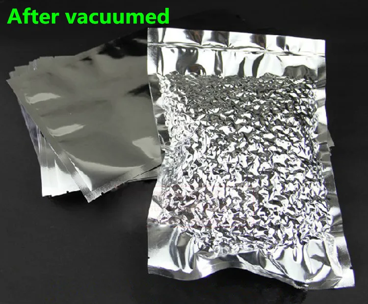 100pcs Small Silver Open Top Plating Aluminum Foil Bag Heat Seal Food Packaging Vacuum Bag Aluminizing Foil Plastic Bag Pouch