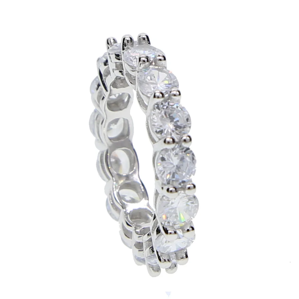 Nestest Hot Sale Bands Women Crystal Party Trendy Prong Setting Ring 2024 Sparing Bling Big 5mm Cz Real 925 Sterling Silver Ring