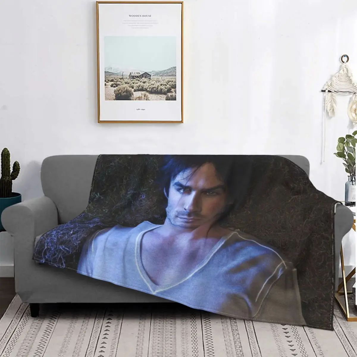 Damon Salvatore Blankets Fleece Decoration Ultra-Soft Throw Blankets for Bedding Bedroom Plush Thin Quilt