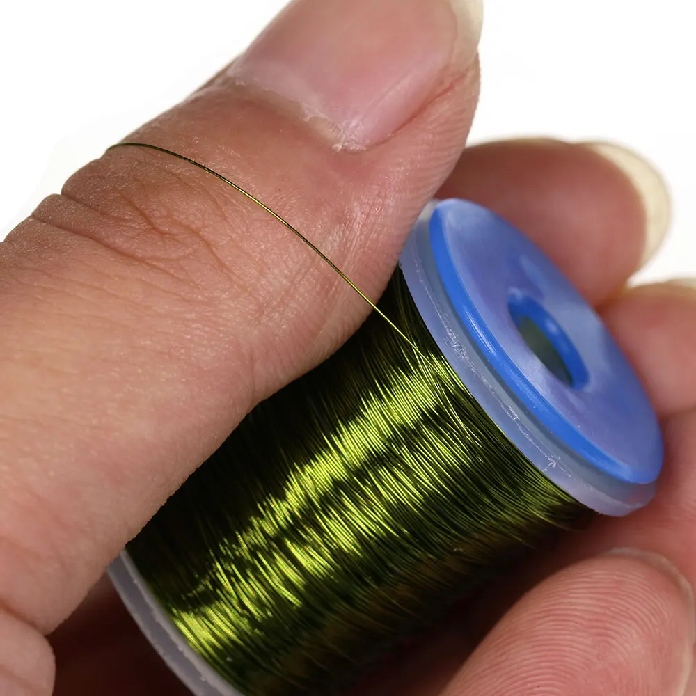 1 Stück 26 Yards 0,2 mm Kupferdraht Fliegenbinde-Material Midge Larve Nymphenkörper Rib-Binde-Material für Barsch, Forelle, Hecht Angelköder – Detail 4