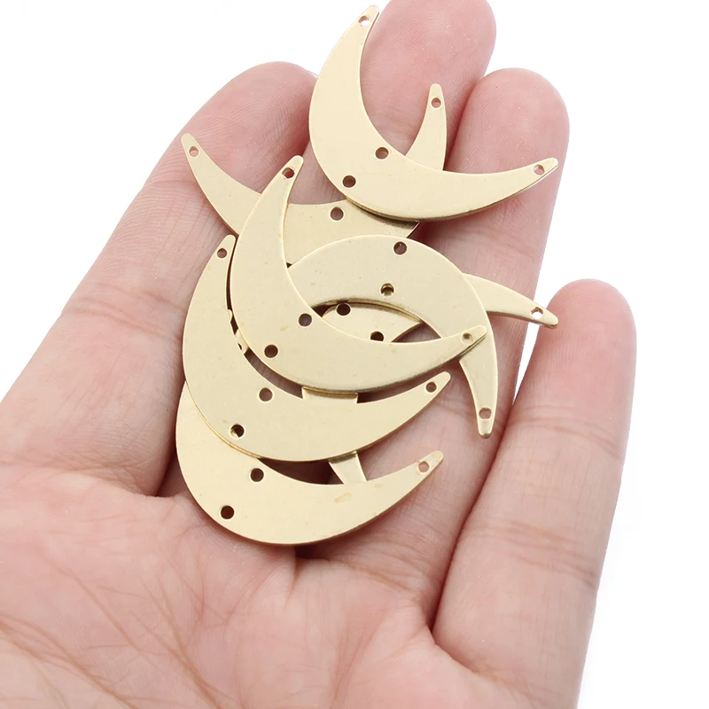 20pcs/lot Raw Brass Moon Charms Pendant Connector For DIY Statement Necklace Bracelet Crescent Jewelry Handmade Making