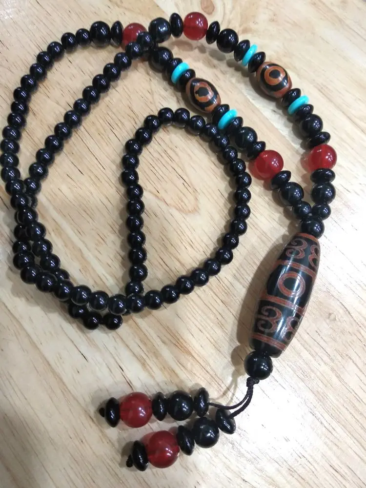 Admirable Tibet Dzi Bead Amulet Nature Vein Pendant Magical 3 Eyes Bead Hanging Agate Necklace Bless