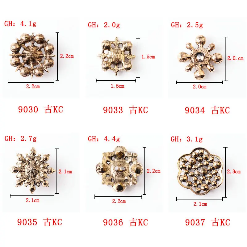 5pcs/lot Alloy Creative Rhinestone Gold Pearls Pendant Button Ornaments Jewelry Earrings Choker Hair bag DIY Jewelry Accessories