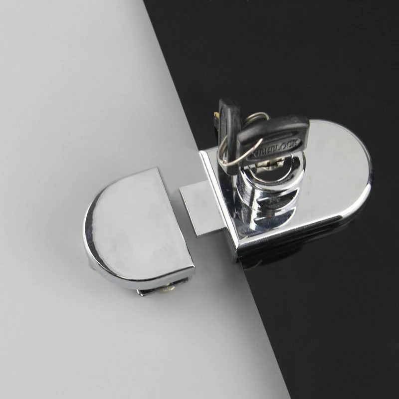 New Arrival 4Pieces Zinc Alloy Double Glass Cabinet Locks Shopping Mall Showcase Jewelry Display Cabinet Locks Chromed