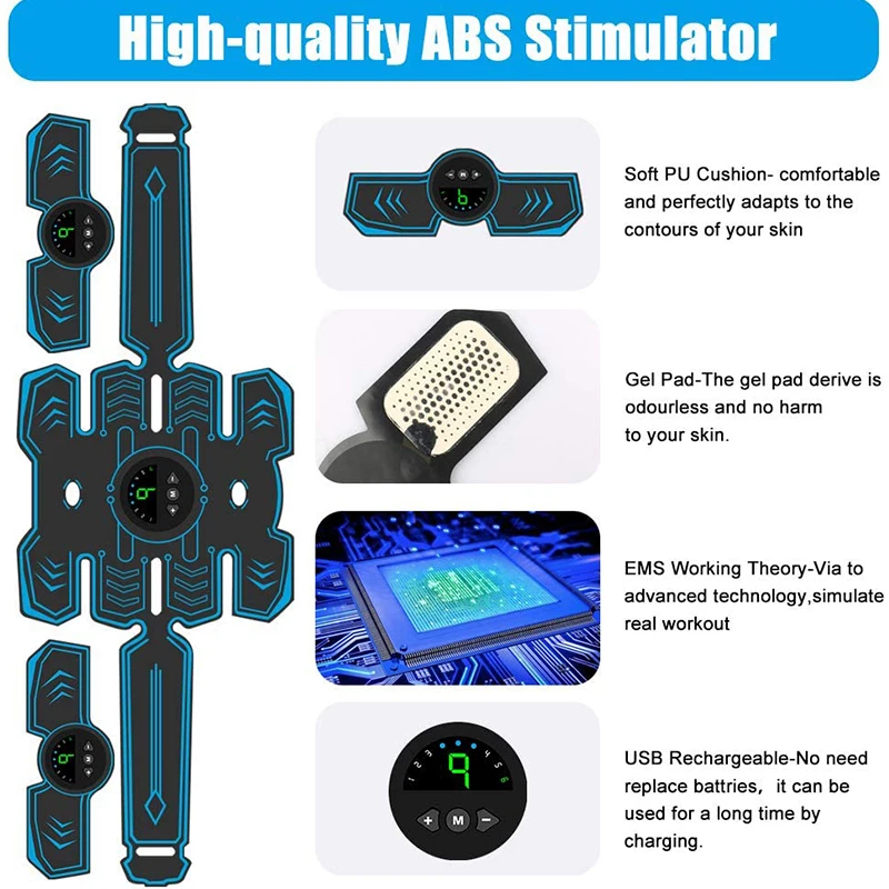 Electric Abdominal Muscle Stimulator EMS Trainer Toner Abdomen Muscle Stimulation Abs Fitness Equipment For Arm Leg Back Massage