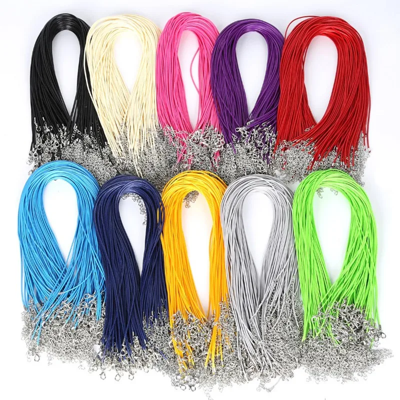 10Pcs 1.5/2mm Real Leather Cord Necklace With Clasp Adjustable Braided Rope For Jewelry Making DIY Necklace Bracelet