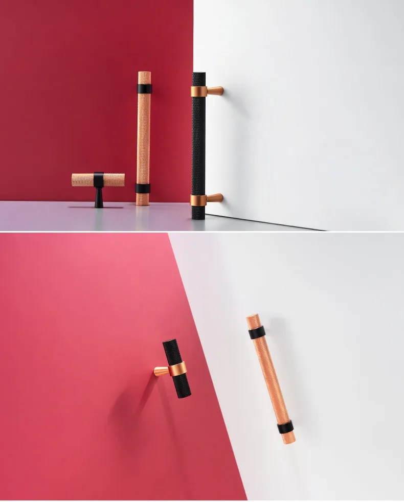 Dooroom Messing-Rändelgriffe für Möbel, moderne schwarze Zuggriffe für Schränke, Kleiderschränke, Schubladen und Schranktüren, erhältlich im Großhandel – Detail 6