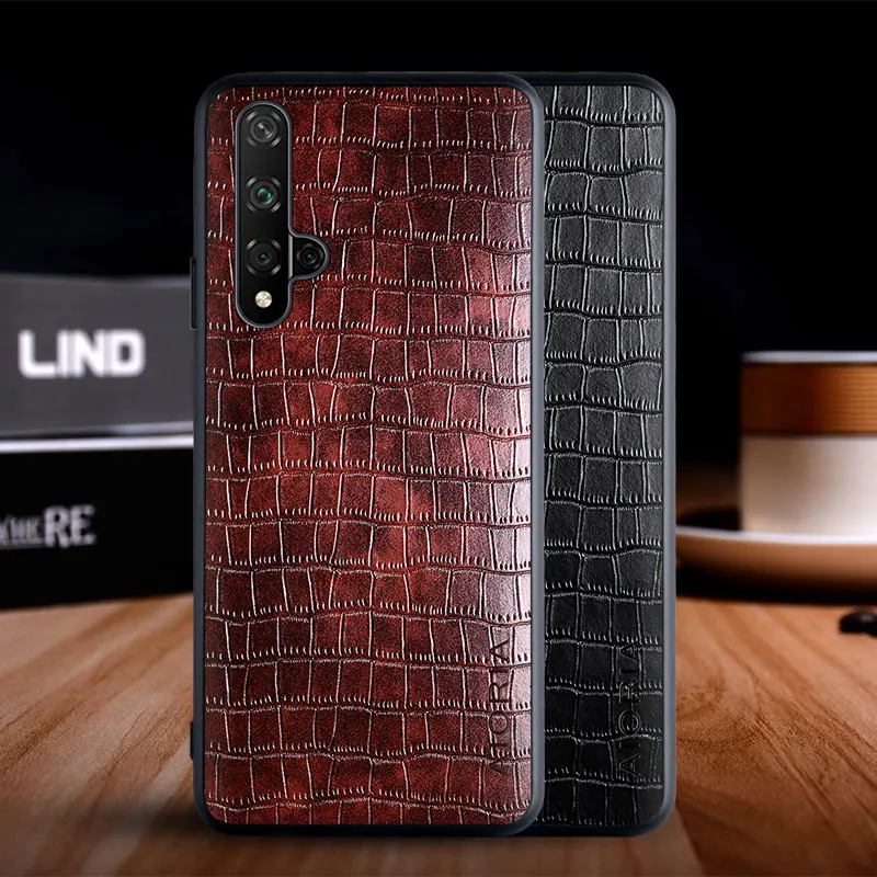 Case for Huawei Nova 5T funda luxury crocodile pattern leather soft TPU hard cover for huawei nova 5t case funda capa cover